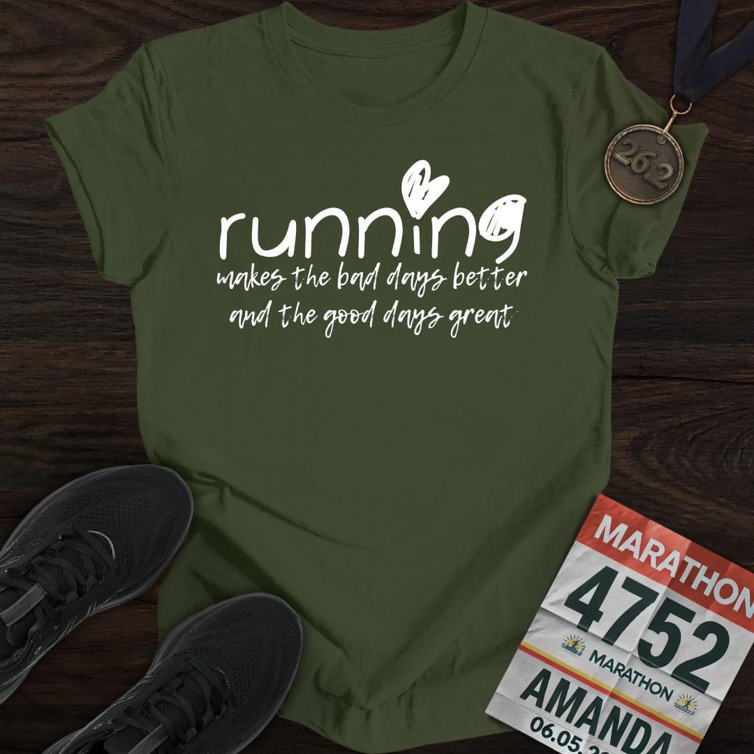 Printify T-Shirt Military Green / S Good Days Running T-shirt