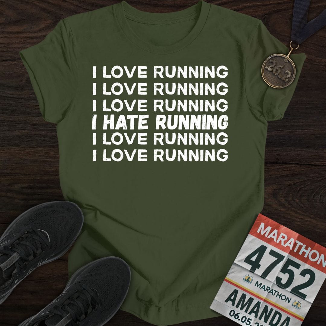 Printify T-Shirt Military Green / S I Love Running T-Shirt