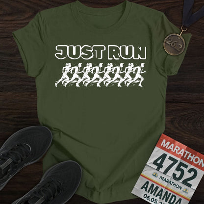 Printify T-Shirt Military Green / S Just Run And Run T-shirt