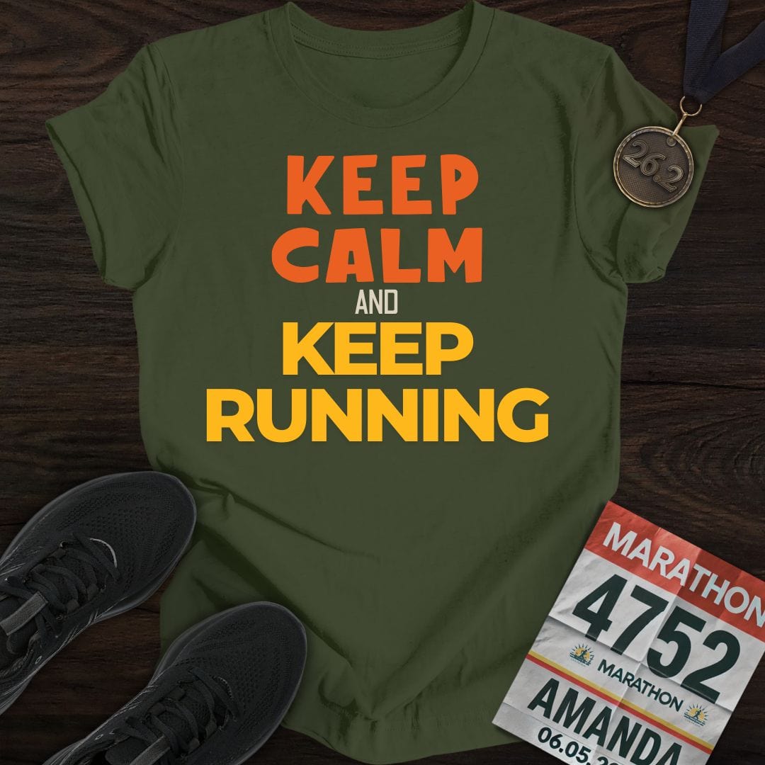 Printify T-Shirt Military Green / S Keep Calm And Keep Running T-shirt