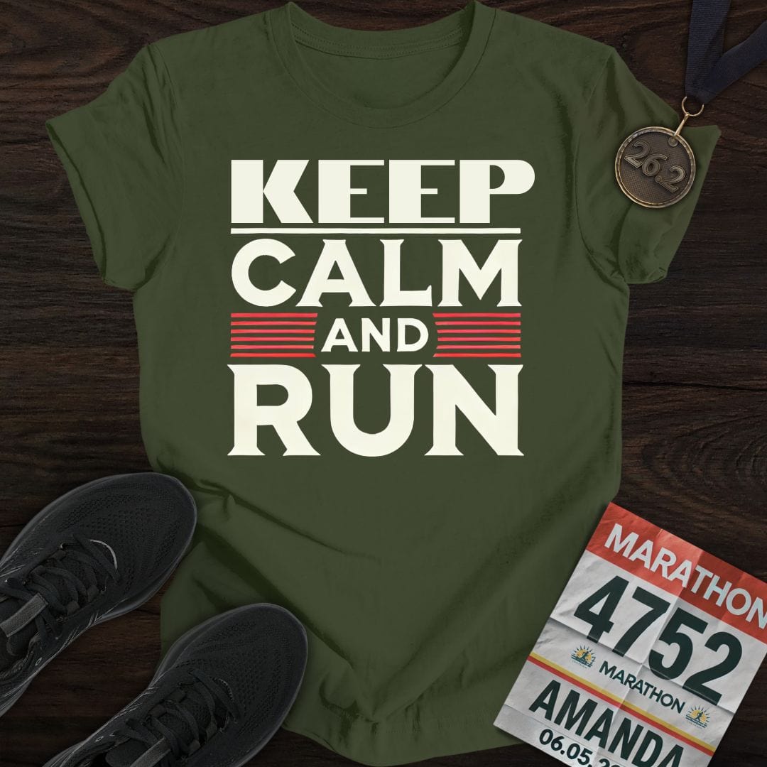 Printify T-Shirt Military Green / S Keep Calm and Run T-shirt