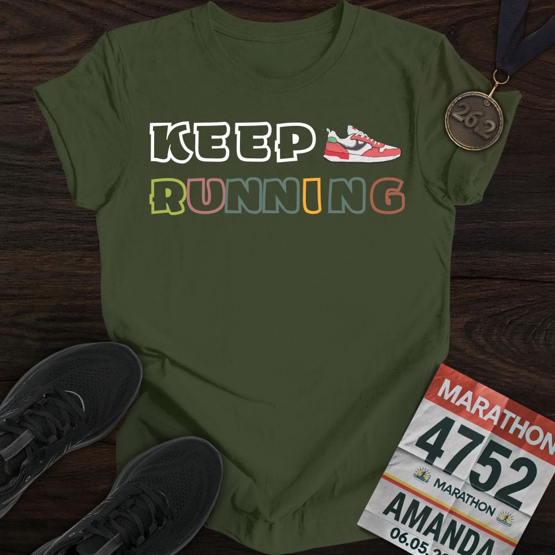 Printify T-Shirt Military Green / S Keep Running T-Shirt