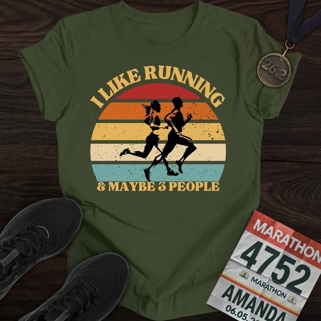 Printify T-Shirt Military Green / S Loving the Run, and a Few People T-shirt