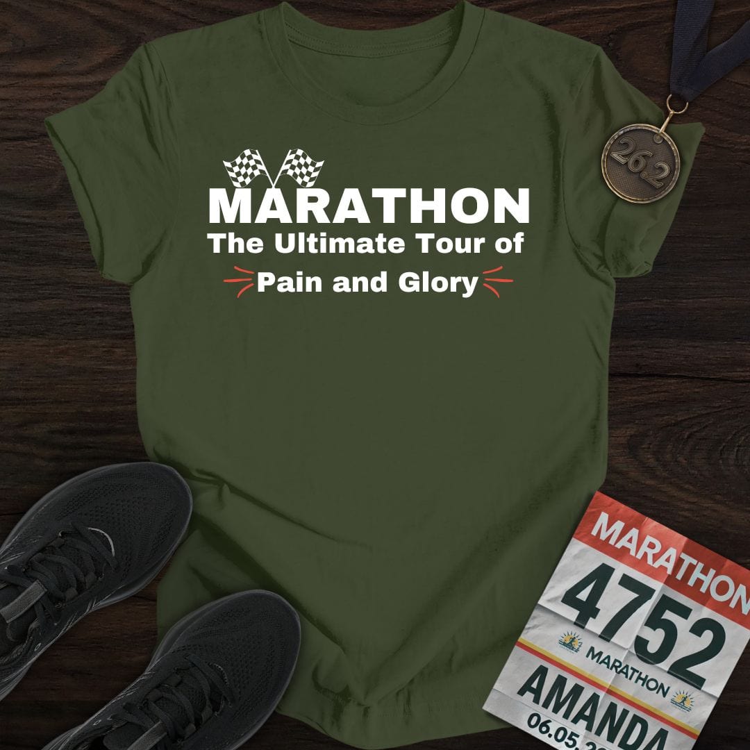 Printify T-Shirt Military Green / S Marathon: Pain&Glory T-shirt