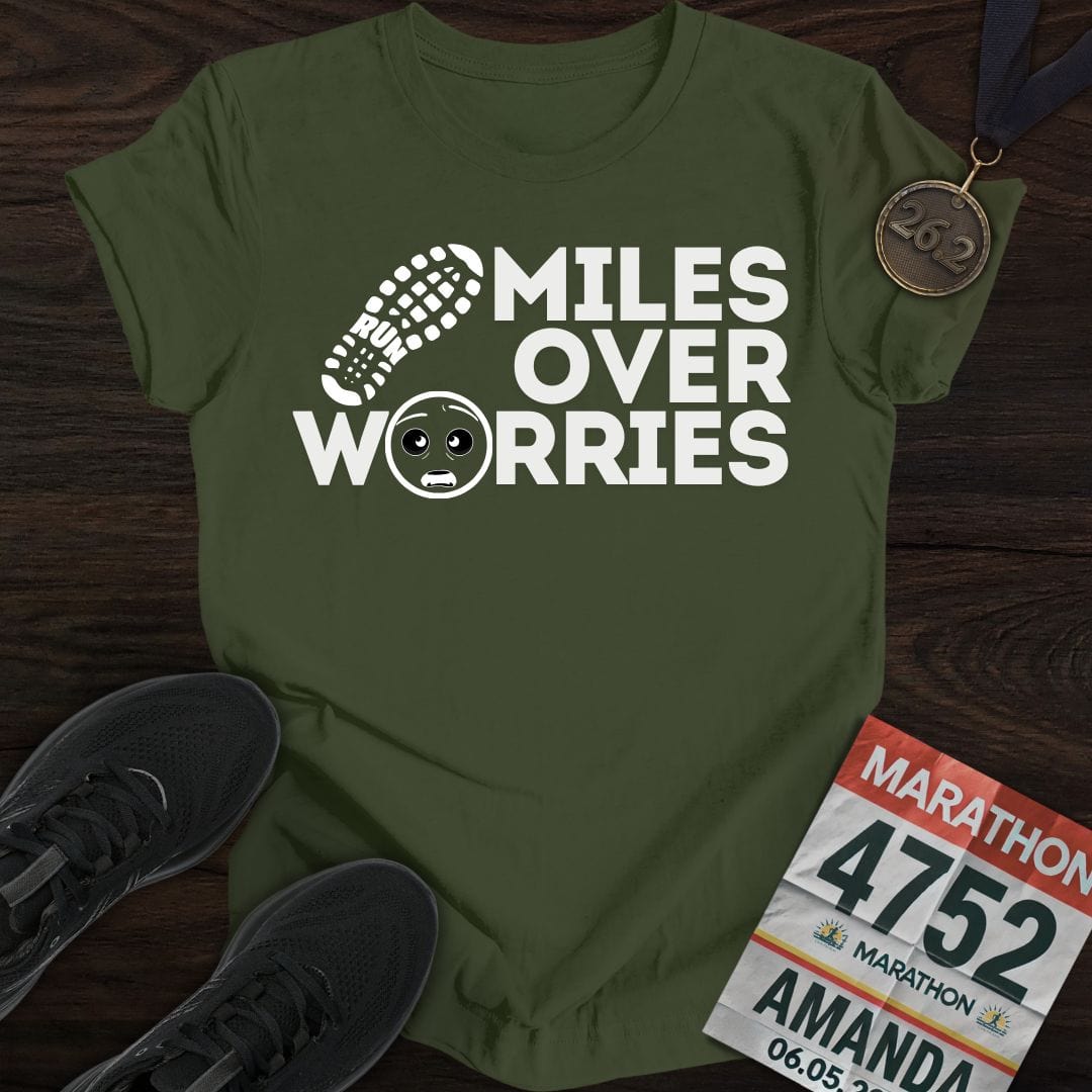 Printify T-Shirt Military Green / S Miles Over Worries