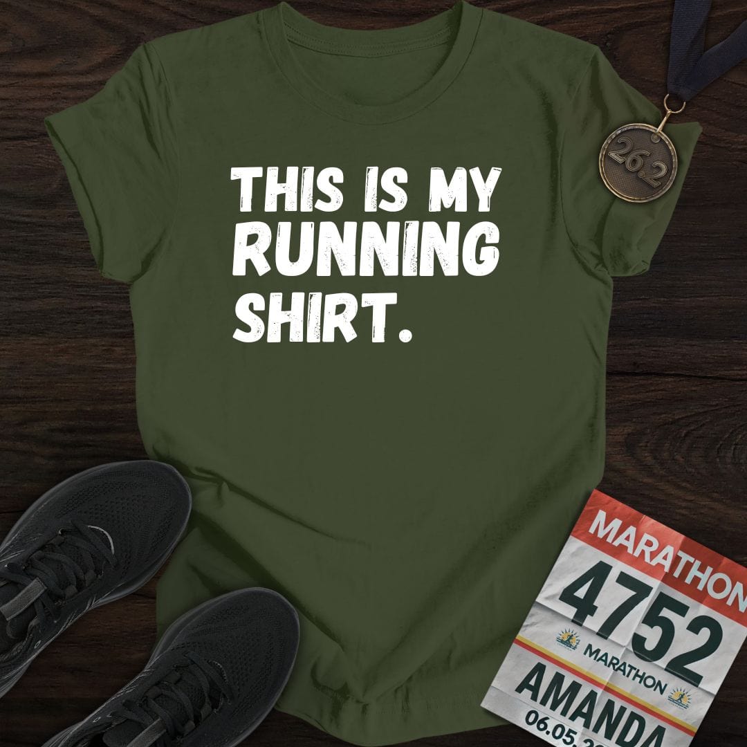 Printify T-Shirt Military Green / S My Running Shirt T-shirt