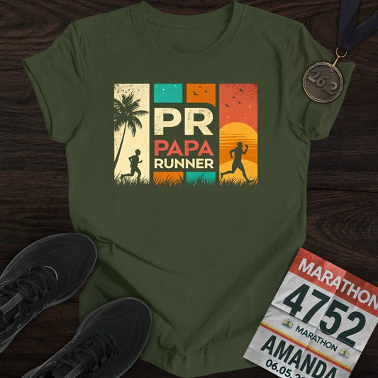 Printify T-Shirt Military Green / S PR: Papa Runner -2- T-shirt