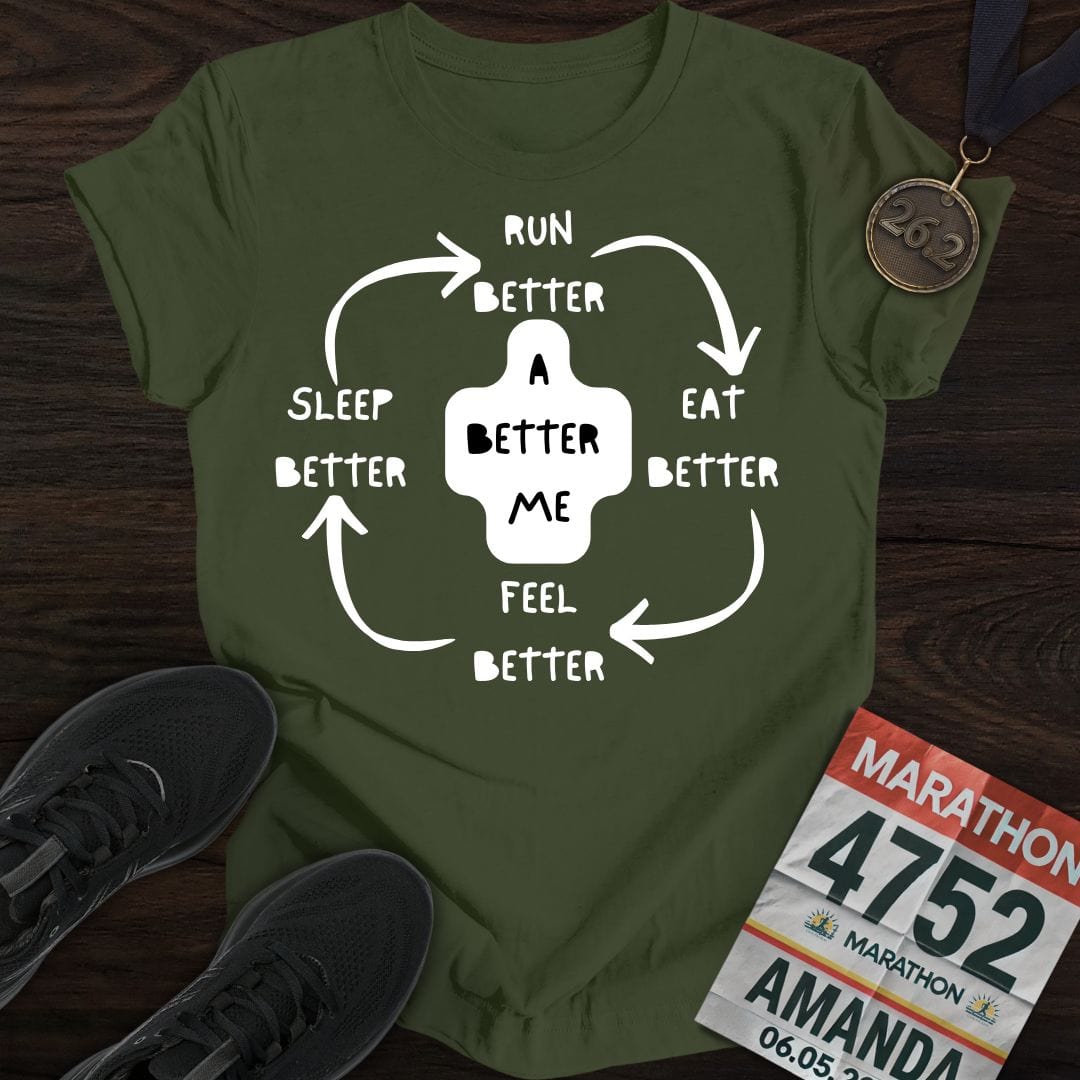 Printify T-Shirt Military Green / S Run Better Feel Better T-shirt