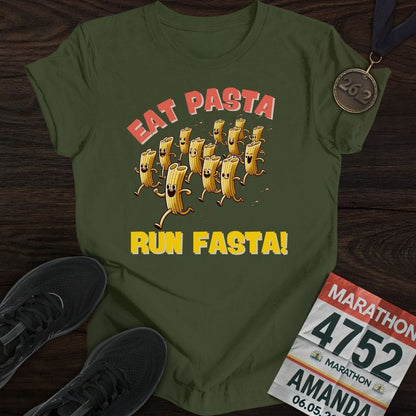 Printify T-Shirt Military Green / S Run Fasta T-Shirt