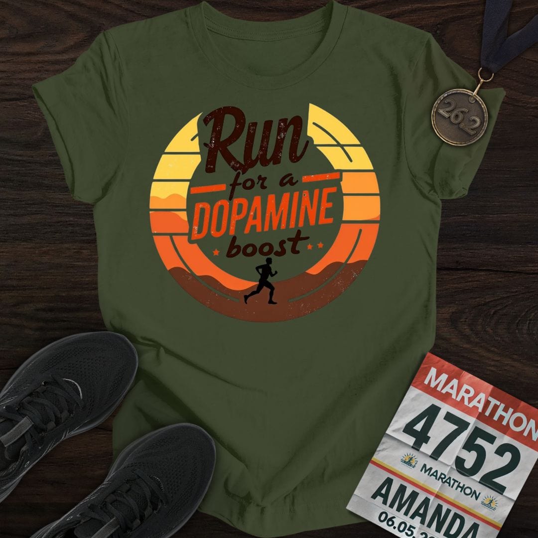 Printify T-Shirt Military Green / S Run For a Dopamine Boost T-shirt