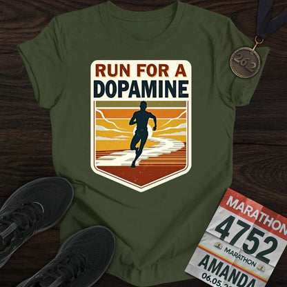 Printify T-Shirt Military Green / S Run For A Dopamine T-shirt