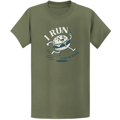 Printify T-Shirt Military Green / S Run For Burger T-Shirt