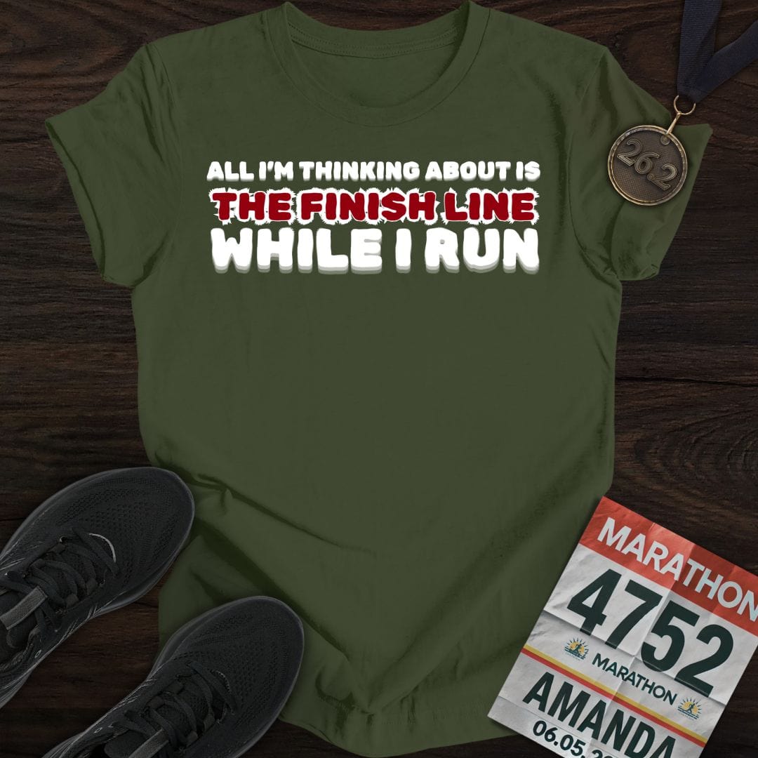 Printify T-Shirt Military Green / S Run For The Finish T-shirt