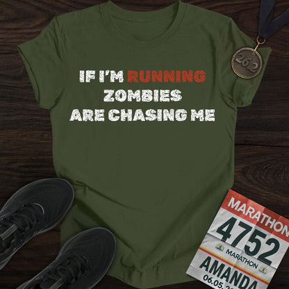 Printify T-Shirt Military Green / S Run From Zombies T-Shirt