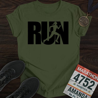 Printify T-Shirt Military Green / S Run Girl T-shirt