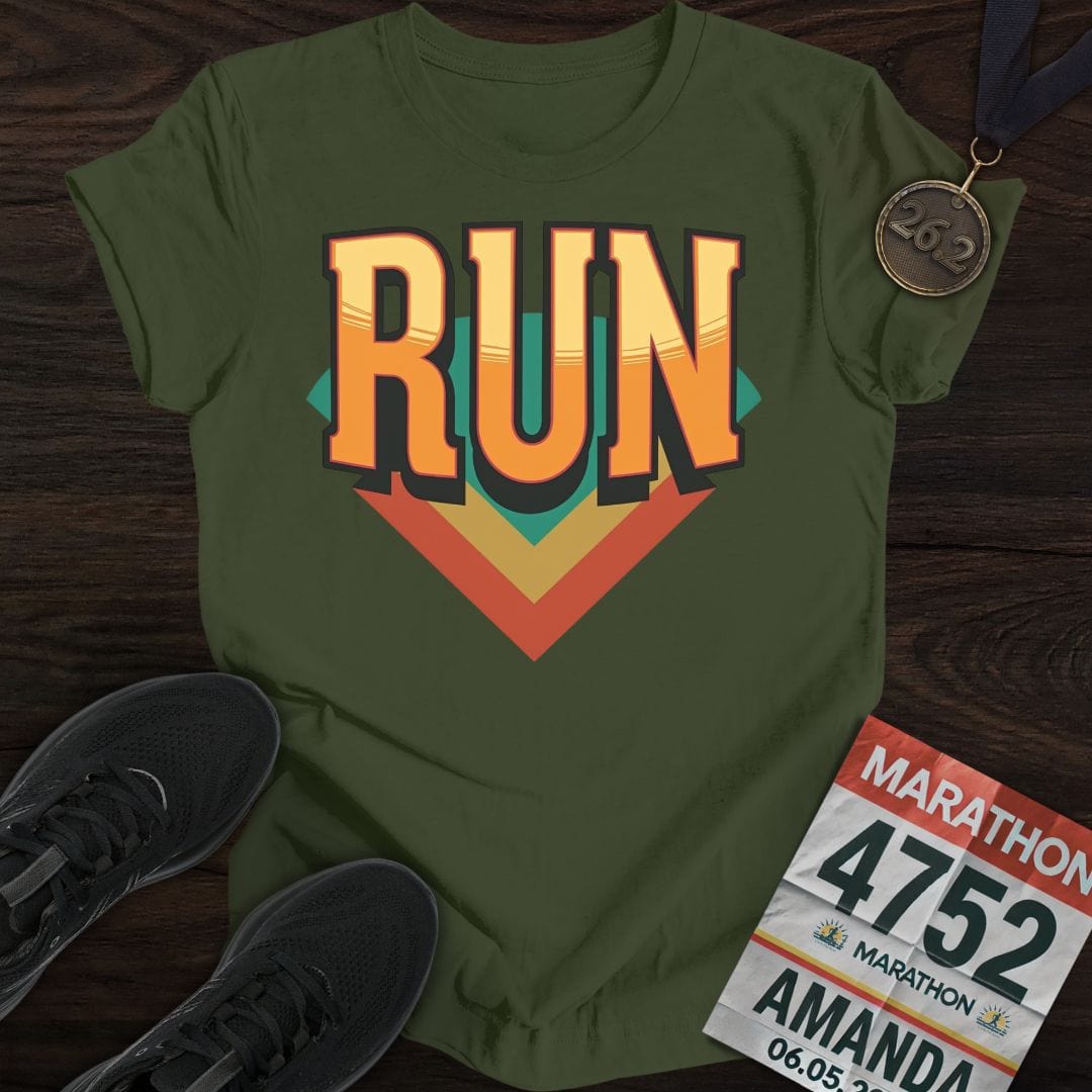 Printify T-Shirt Military Green / S Run Strong T-shirt