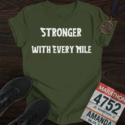 Printify T-Shirt Military Green / S Run Stronger T-Shirt