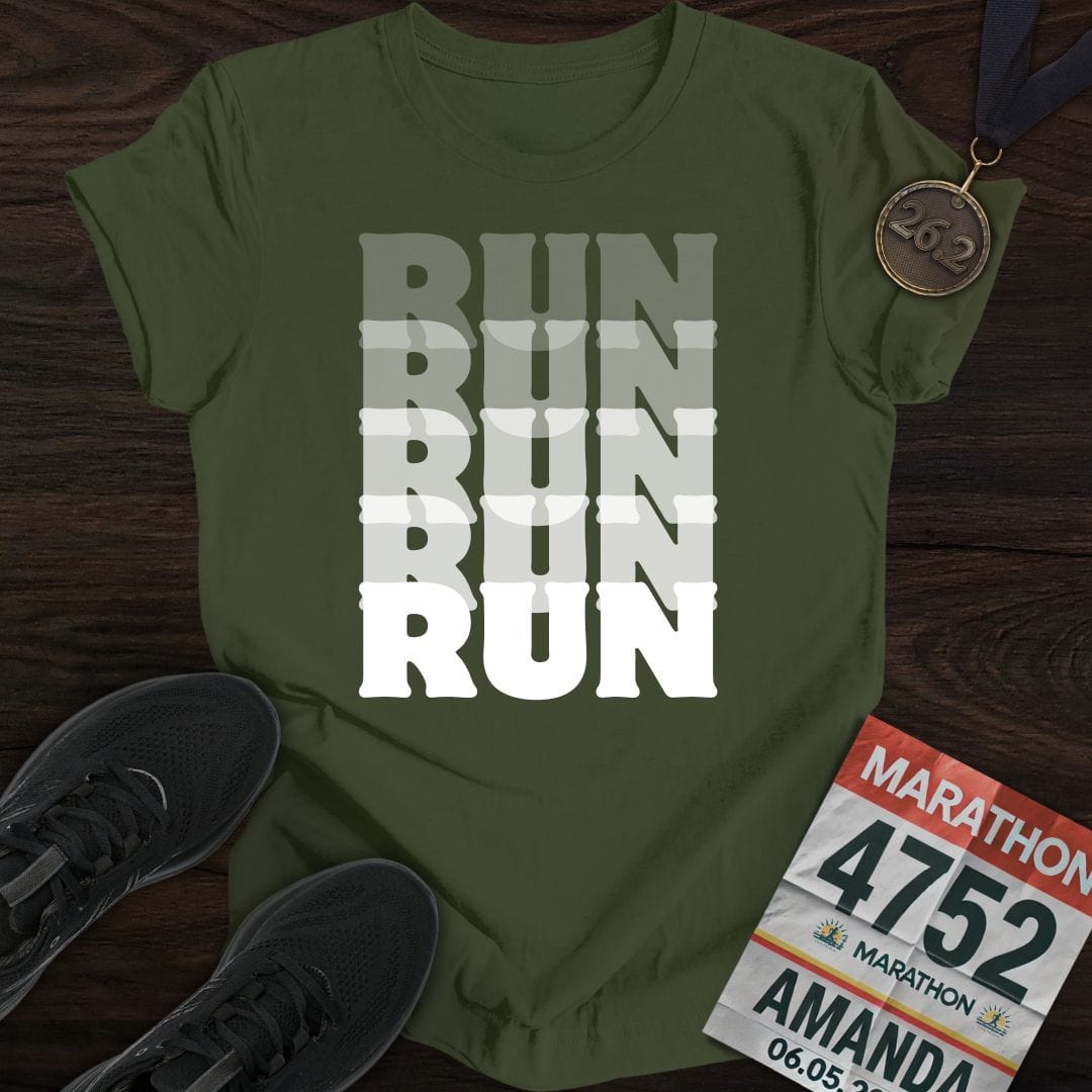 Printify T-Shirt Military Green / S Run T-Shirt
