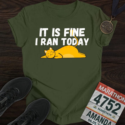 Printify T-Shirt Military Green / S Run Today - Like A Cat T-shirt