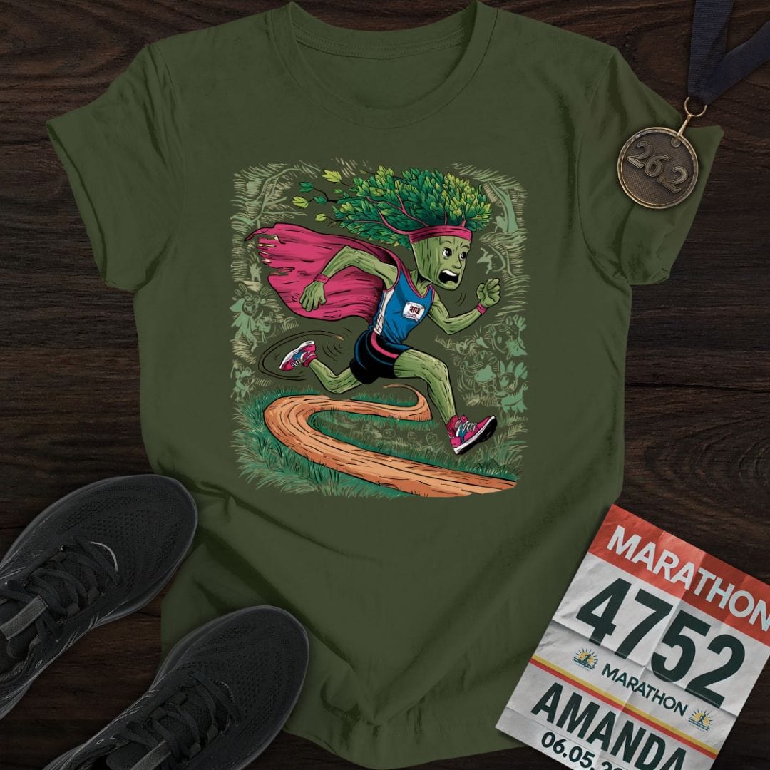 Printify T-Shirt Military Green / S Run Tree Run T-Shirt