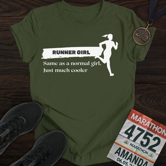 Printify T-Shirt Military Green / S Runner Girl T-Shirt