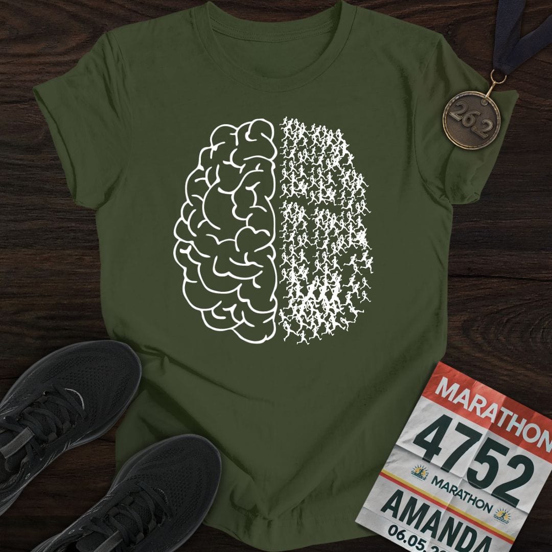 Printify T-Shirt Military Green / S Running Is On My Mind T-shirt