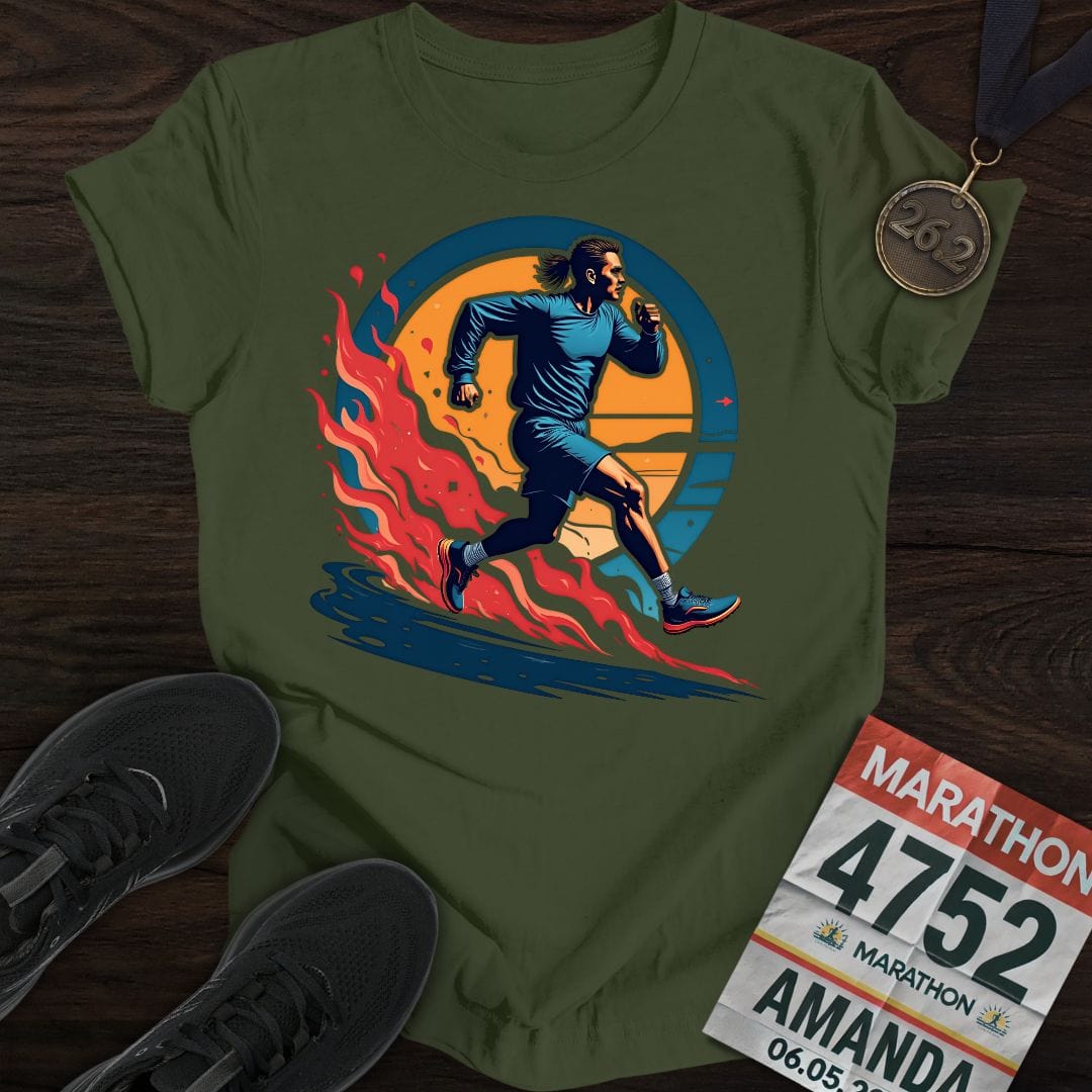 Printify T-Shirt Military Green / S Running Man T-shirt