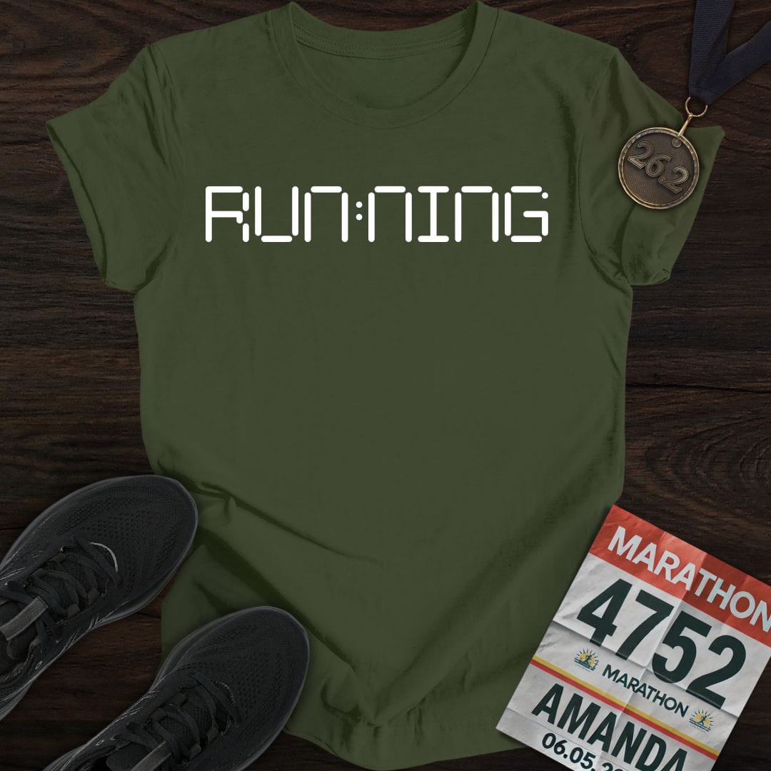 Printify T-Shirt Military Green / S Running O'Clock T-shirt