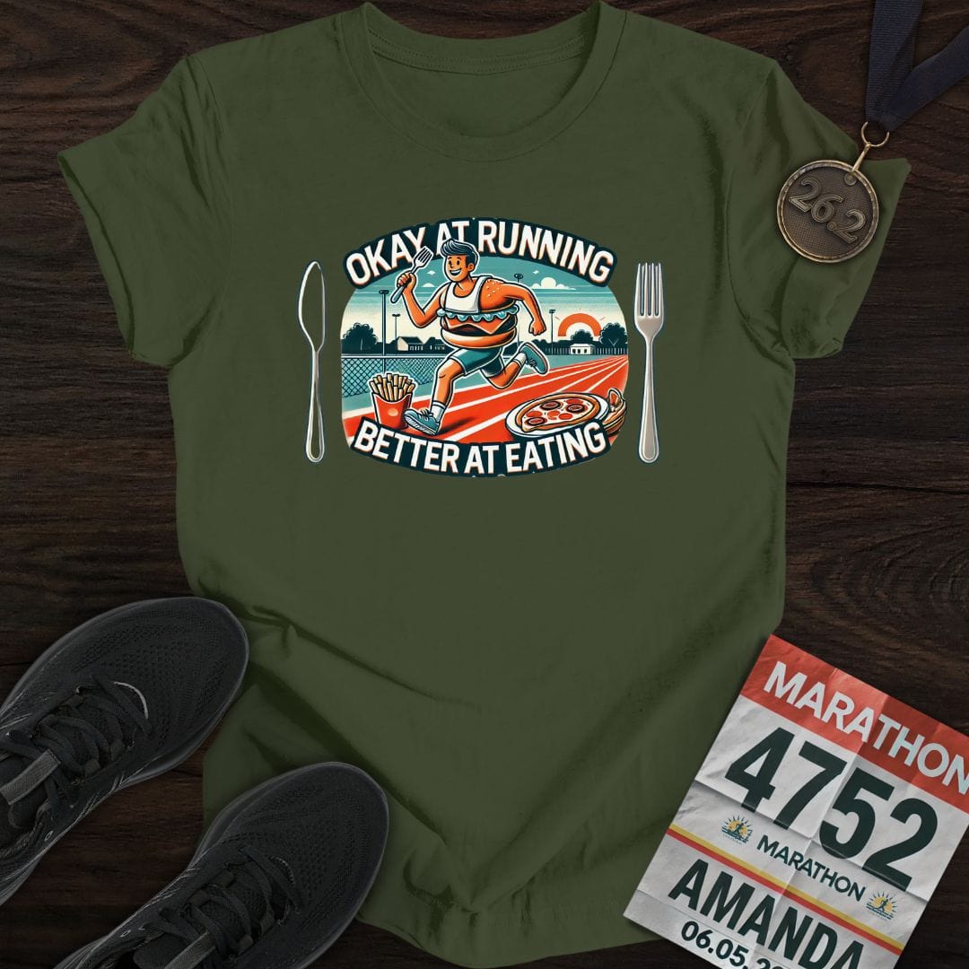 Printify T-Shirt Military Green / S Running or Eating T-Shirt