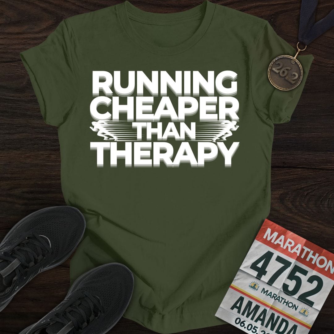 Printify T-Shirt Military Green / S Running Therapy T-shirt