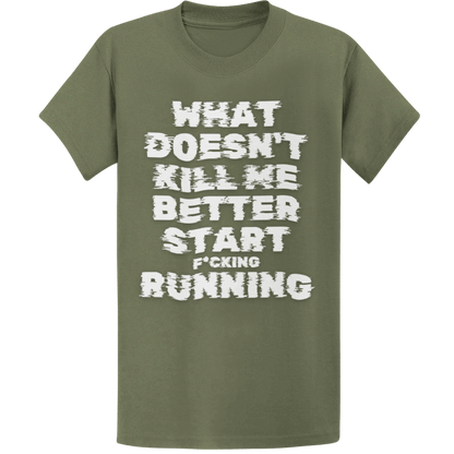 Printify T-Shirt Military Green / S Start F*cking Running T-Shirt