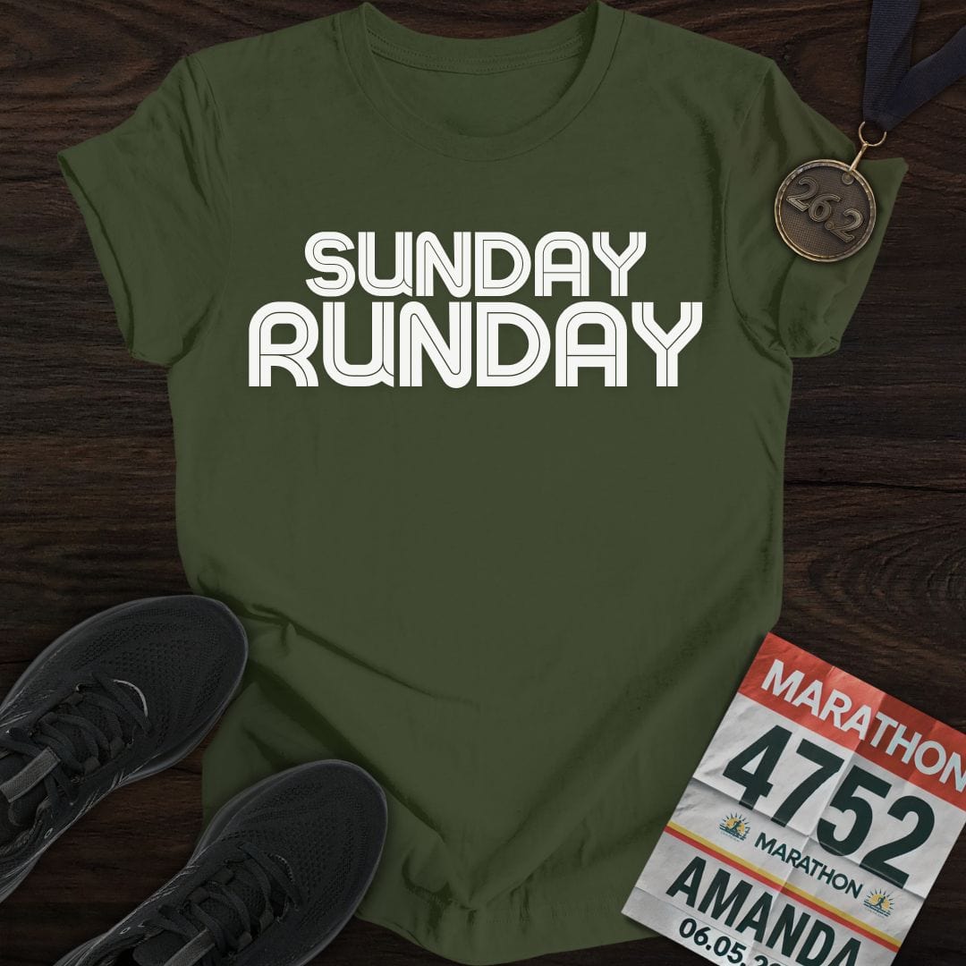 Printify T-Shirt Military Green / S Sunday Run day T-Shirt