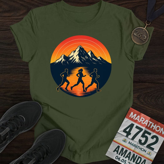 Printify T-Shirt Military Green / S Sunset Strides T-Shirt