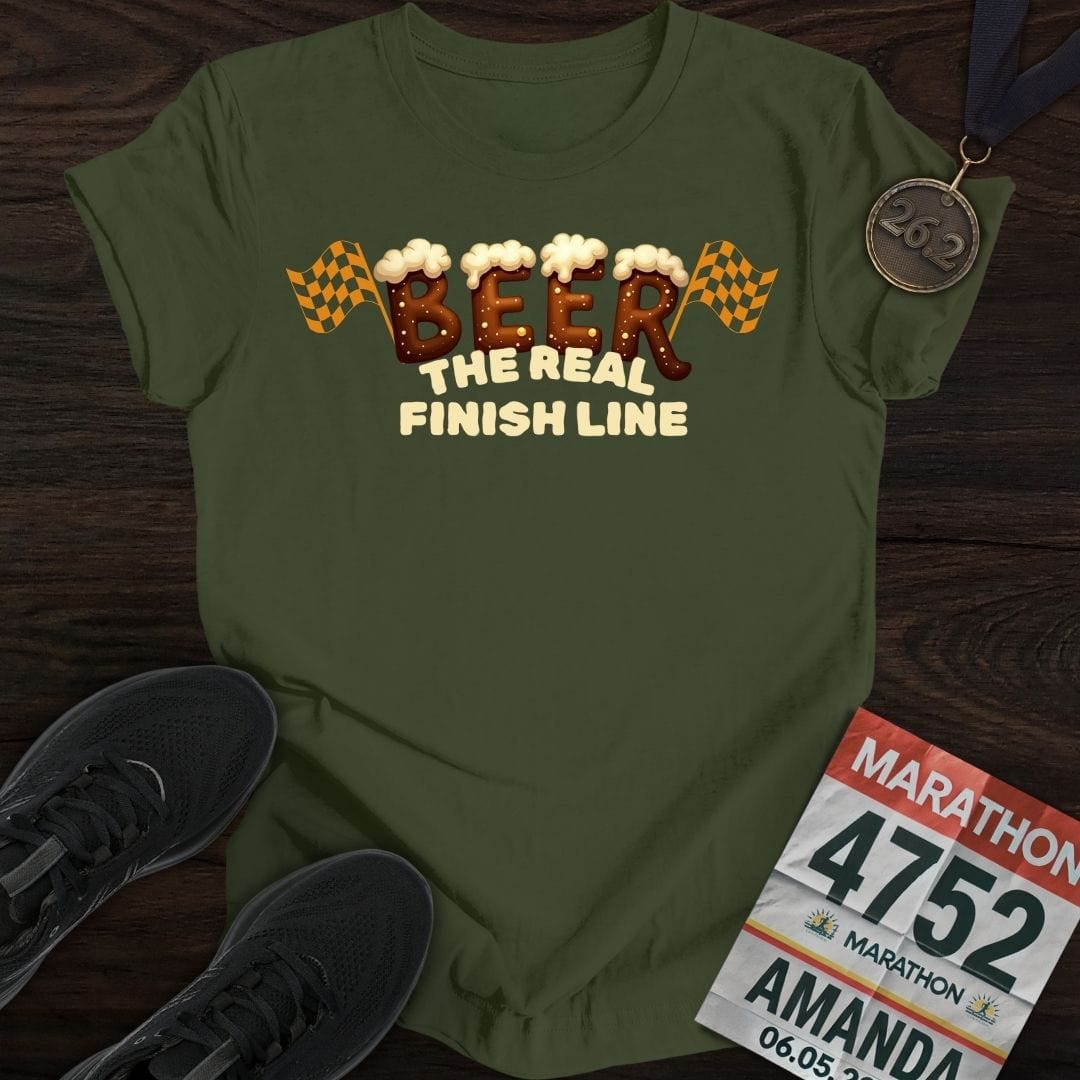 Printify T-Shirt Military Green / S The Real Finish Line T-shirt