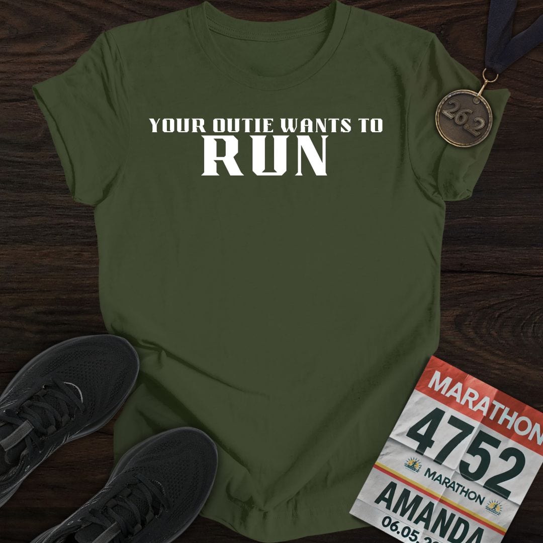 Printify T-Shirt Military Green / S Your Outie Wants to Run T-shirt