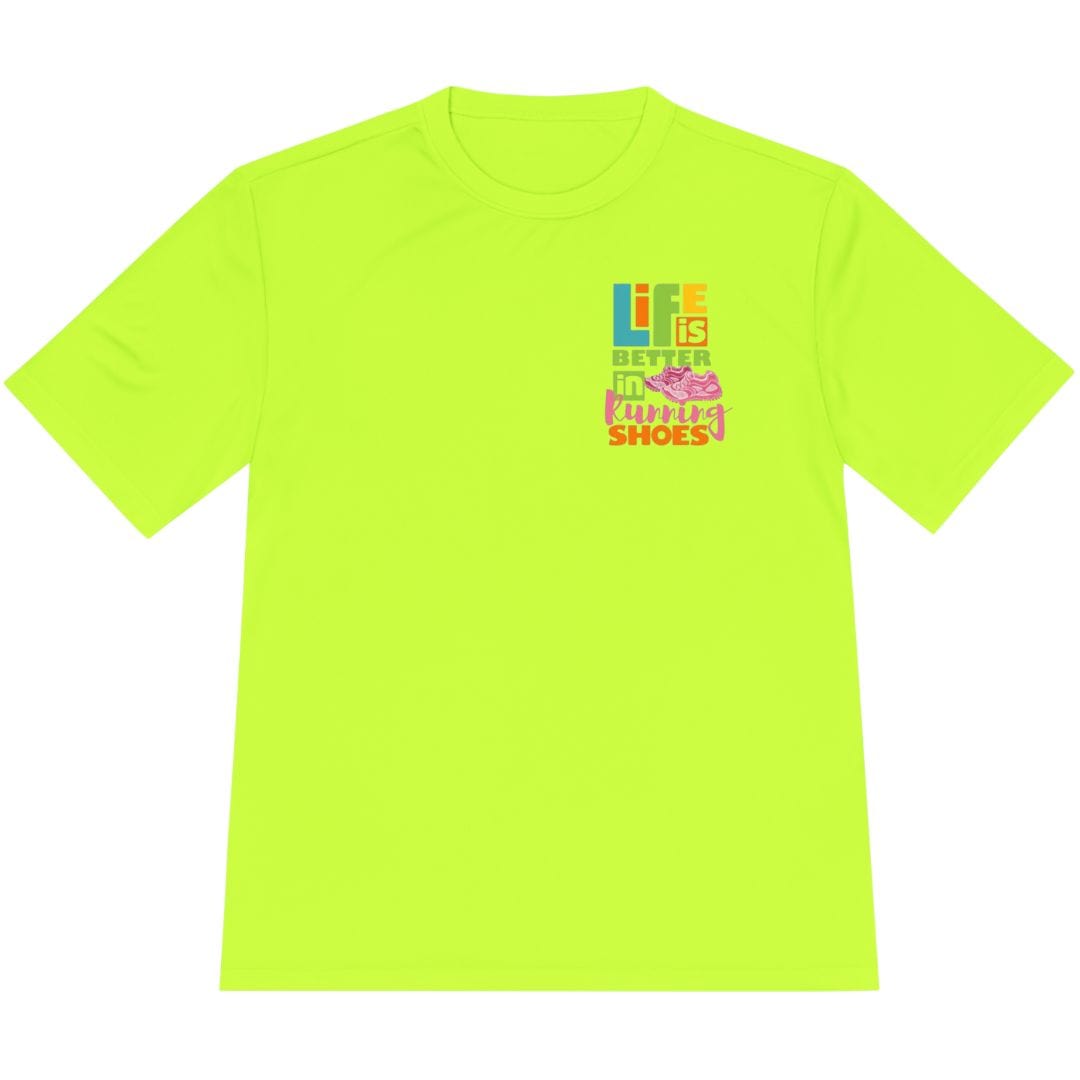 Printify T-Shirt Neon Yellow / XS Life Is Better In Running Shoes T-Shirt / Pro