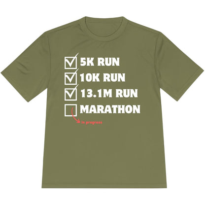 Printify T-Shirt Olive Drab Green / XS Marathon In Progress T-Shirt / Pro