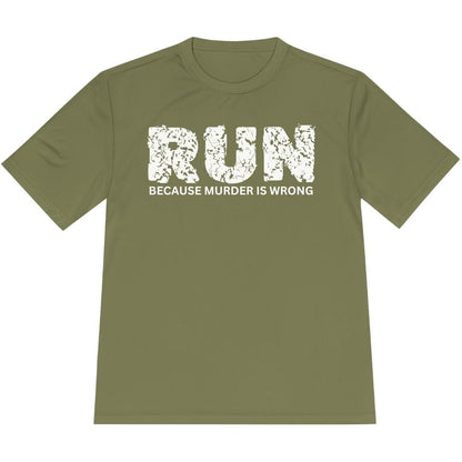 Printify T-Shirt Olive Drab Green / XS Run Because Murder Is Wrong T-Shirt / Pro