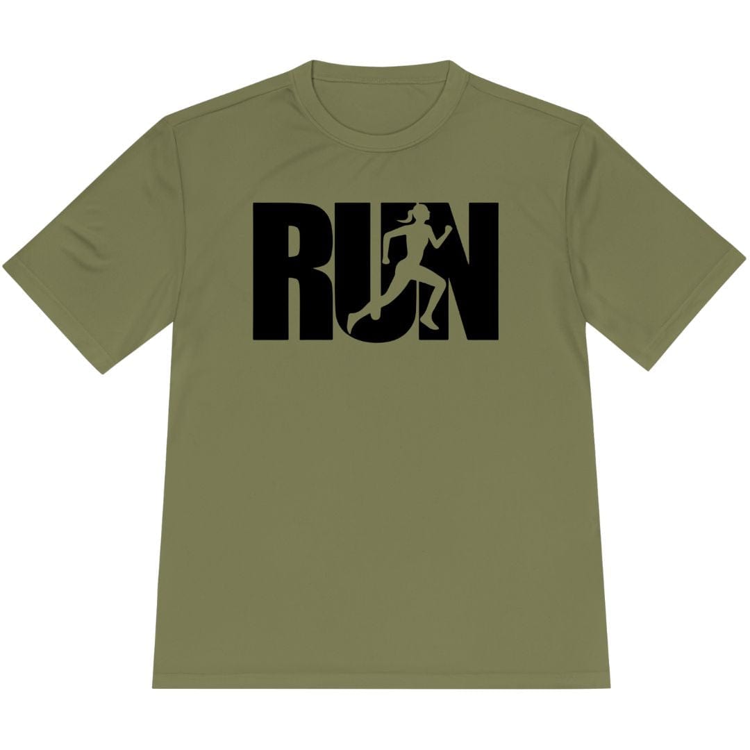 Printify T-Shirt Olive Drab Green / XS Run Girl T-Shirt / Pro