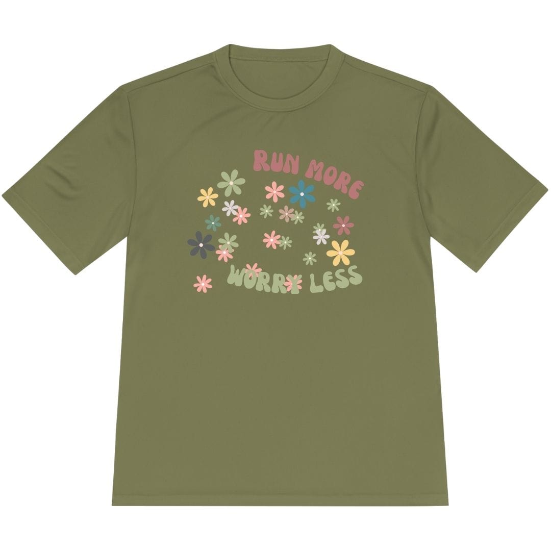 Printify T-Shirt Olive Drab Green / XS Run More Worry Less T-shirt / Pro