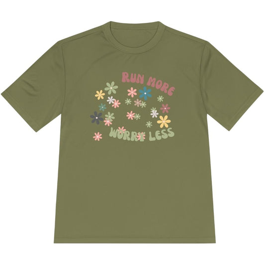 Printify T-Shirt Olive Drab Green / XS Run More Worry Less T-shirt / Pro