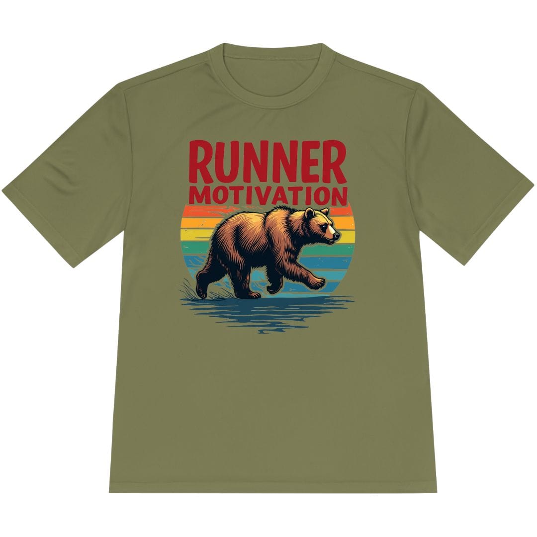Printify T-Shirt Olive Drab Green / XS Runner Bear Motivation T-Shirt / Pro