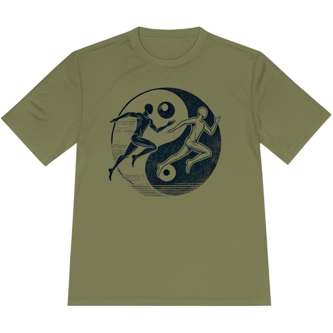 Printify T-Shirt Olive Drab Green / XS Runners Yin Yang T-Shirt / Pro