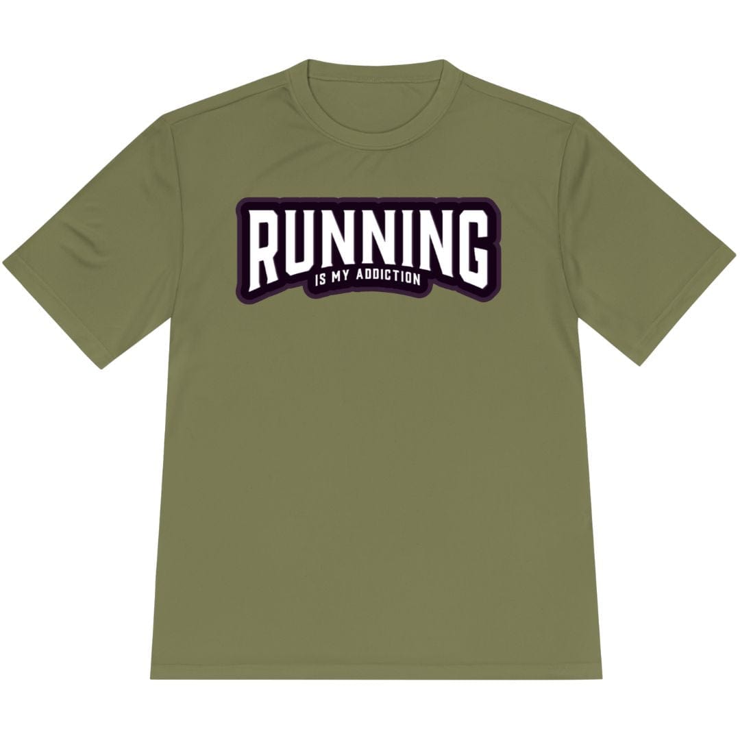 Printify T-Shirt Olive Drab Green / XS Running is my addiction -2- T-Shirt / Pro