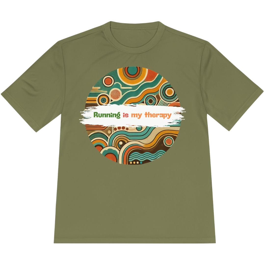 Printify T-Shirt Olive Drab Green / XS Running is My Therapy T-Shirt / Pro