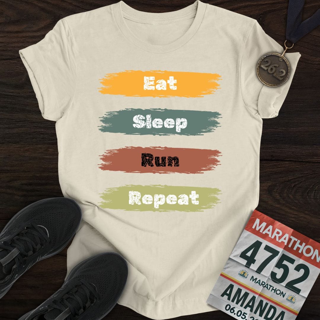 Printify T-Shirt Sand / S Eat Sleep Run Repeat T-Shirt