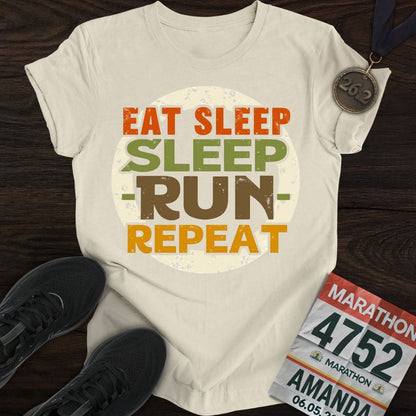 Printify T-Shirt Sand / S Eat Sleep - Sleep Run Repeat T-shirt