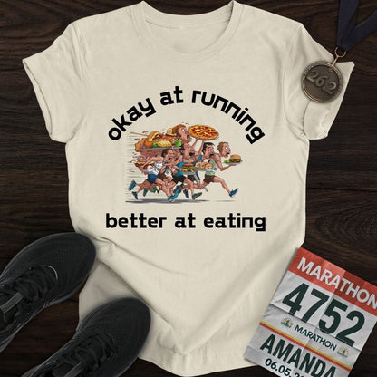 Printify T-Shirt Sand / S Eating and Keep Running T-Shirt