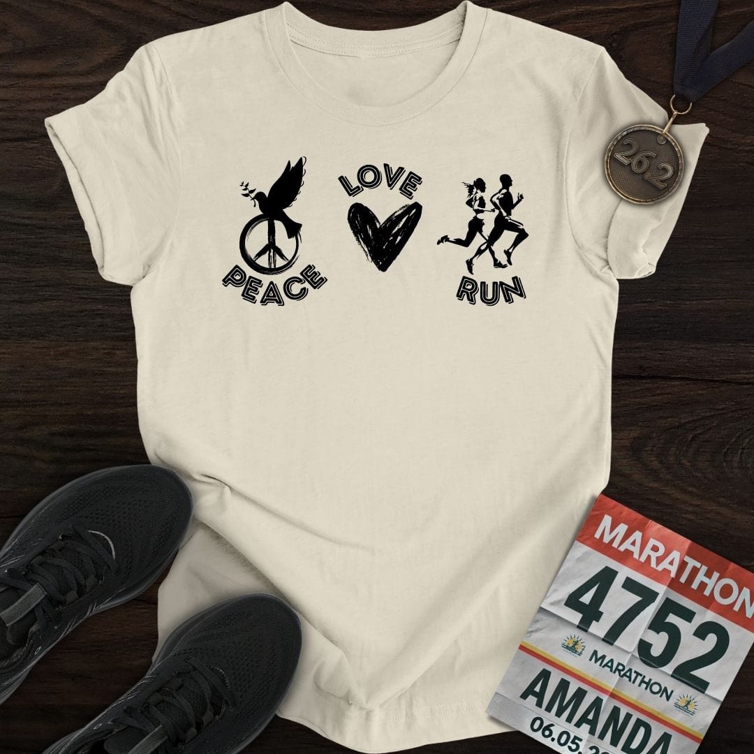 Printify T-Shirt Sand / S Peace Love RUN