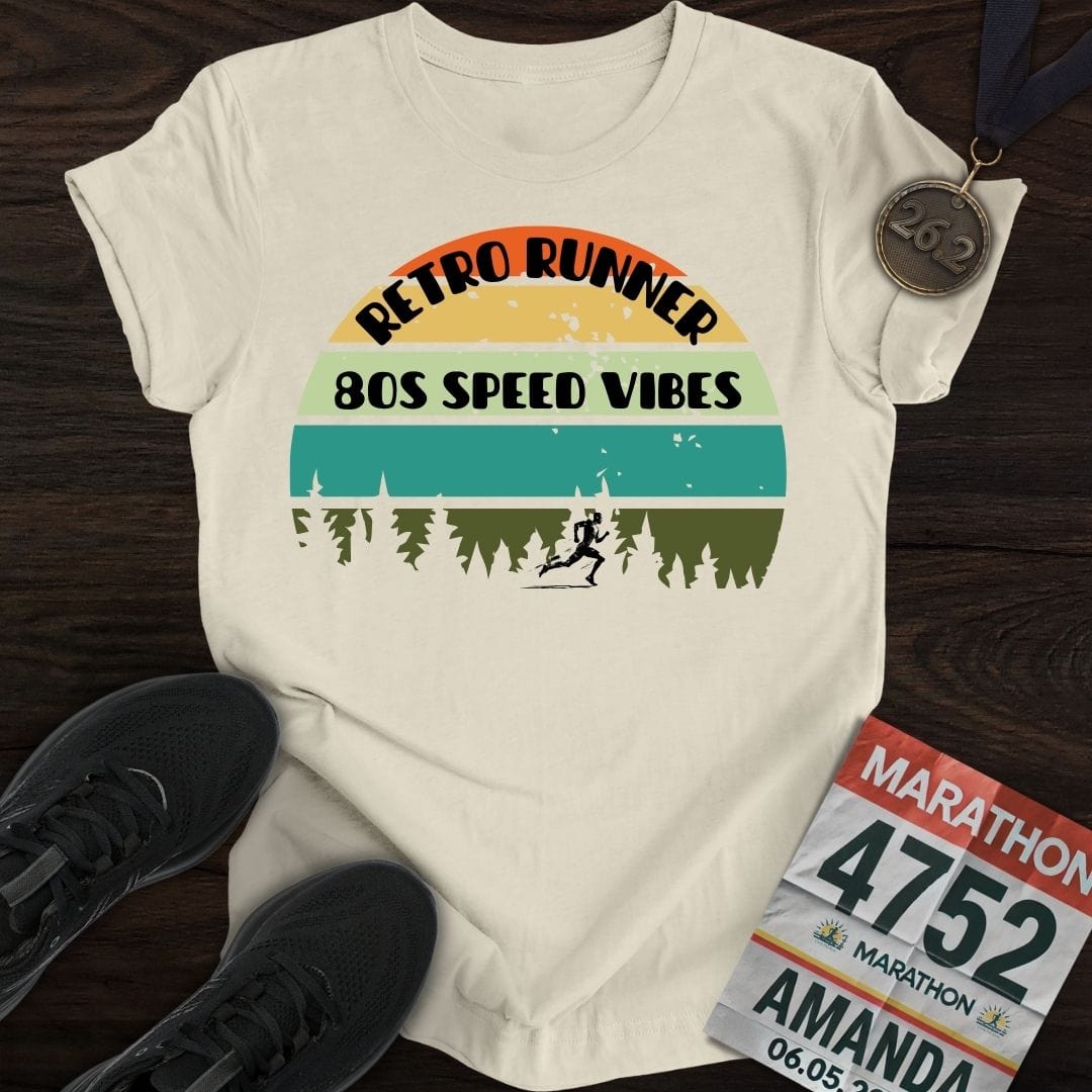 Printify T-Shirt Sand / S Retro Runner: 80s Speed Vibes T-shirt
